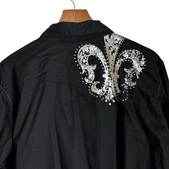 Wrangler Rock‎ 47 Western Snap Closure Long Sleeve Studded Top Women’s XXL Black - Picture 4 of 11